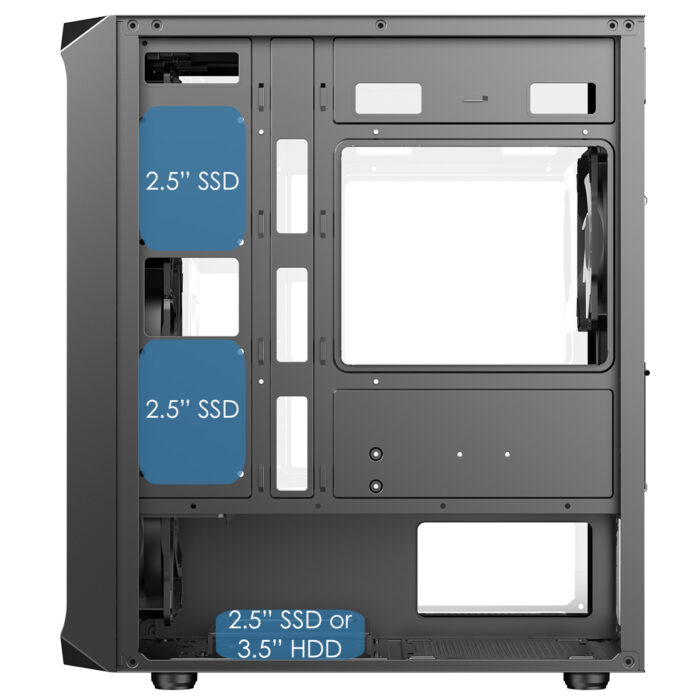 CIT Saturn Black Micro-ATX PC Gaming Case with 4 x 120mm Infinity ARGB Fans - Image 7