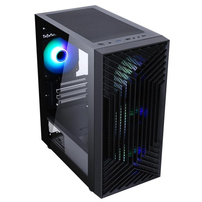 CIT Terra Black Micro-ATX PC Gaming Case with 4 x 120mm Infinity Fans Included - Image 3