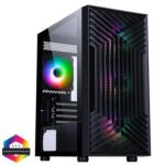CIT Terra Black Micro-ATX PC Gaming Case with 4 x 120mm Infinity Fans Included