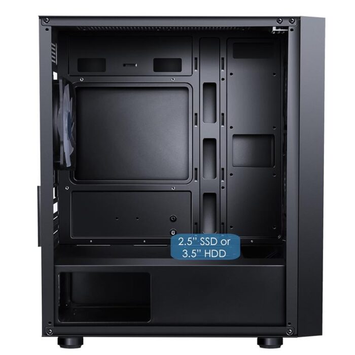 CIT Terra Black Micro-ATX PC Gaming Case with 4 x 120mm Infinity Fans Included - Image 5