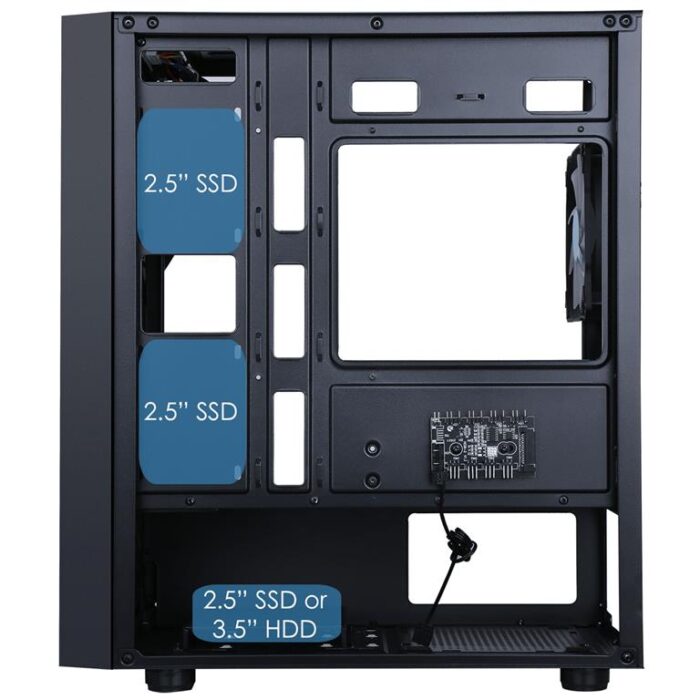 CIT Terra Black Micro-ATX PC Gaming Case with 4 x 120mm Infinity Fans Included - Image 6