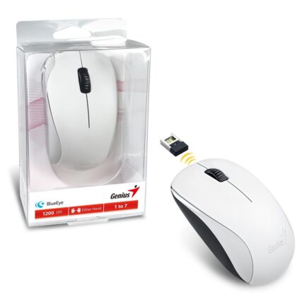 Genius NX-7000 Wireless Mouse, 2.4 GHz with USB Pico Receiver, 1200 DPI, 3 Button with Scroll Wheel, White
