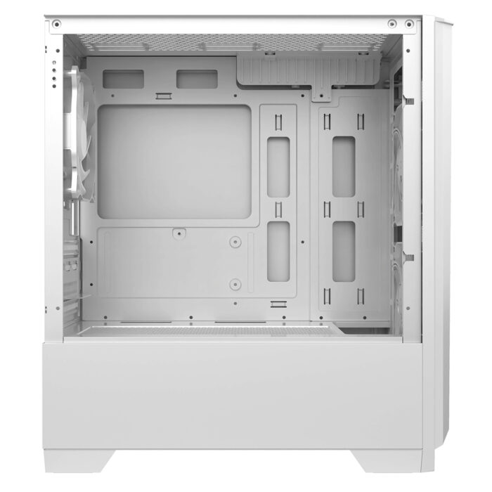 CIT Level 2 White Micro-ATX Mesh PC Gaming Case with 3 x 120mm RGB Rainbow Fans Included - Image 6