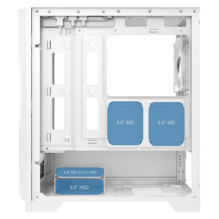 CIT Level 2 White Micro-ATX Mesh PC Gaming Case with 3 x 120mm RGB Rainbow Fans Included - Image 7