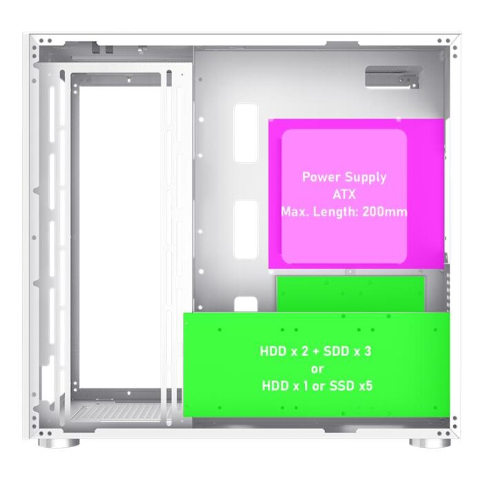 GamMax Infinity Mid-Tower ATX PC White Gaming Case With Tempered Glass Side Panel - Image 8