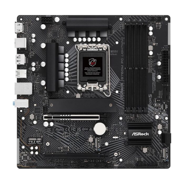 ASRock B760M PG LIGHTNING Motherboard, Intel Socket 1700, Supports 12th/13th Gen, DDR5 - Image 2
