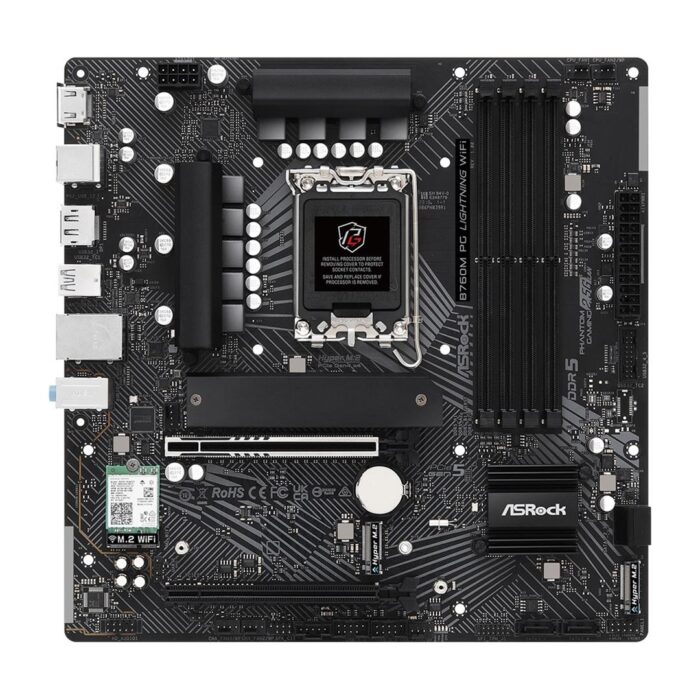 ASRock B760M PG LIGHTNING WIFI 0 ASRock B760M PG LIGHTNING WIFI Motherboard, Wi-Fi 6E, 2.5G LAN, Intel Socket 1700, Supports 12th/13th Gen, DDR5 - Image 2