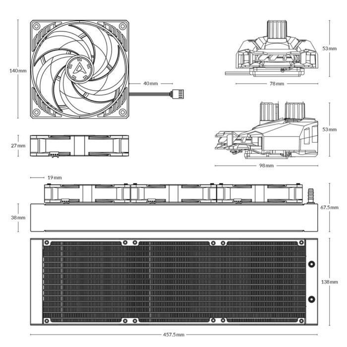 Arctic Liquid Freezer II 420mm Liquid CPU Cooler, PWM Fans & PWM Controlled Pump - Image 5