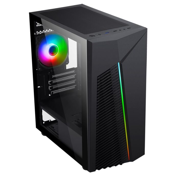 CIT Alpha Black Gaming MATX Case 1x ARGB Fans Glass Side - Image 2