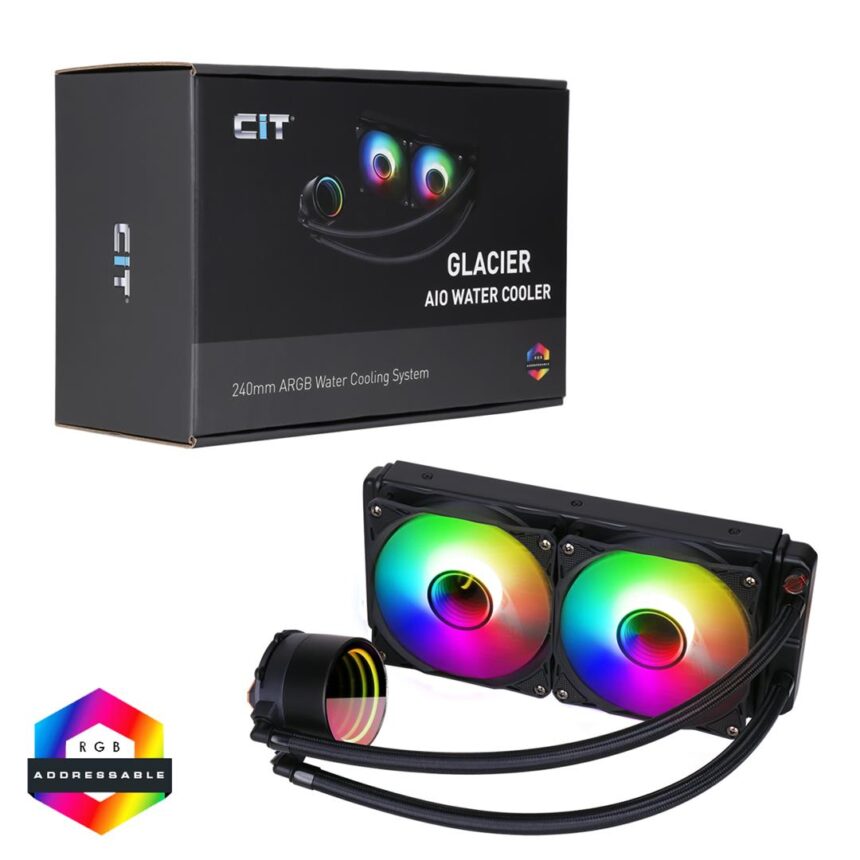 AIO 240mm Pro Glacier Watercooler Black ARGB Infinity PC Belfast