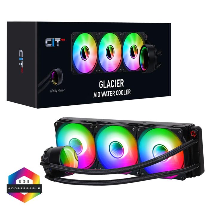 AIO 320mm Pro Glacier Watercooler  Black ARGB Infinity - Image 1