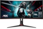 AOC Gaming CU34G2X - 34 inch WQHD Curved Monitor, 144Hz, 1ms MPRT, VA, AMD FreeSync, Height Adjust, USB Hub 3440x1440@ 144Hz