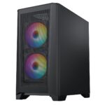 CIT Level 2 Black Micro-ATX Mesh PC Gaming Case with 3 x 120mm RGB Rainbow Fans Included - Image 4