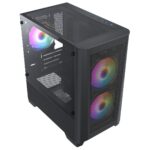 CIT Level 2 Black Micro-ATX Mesh PC Gaming Case with 3 x 120mm RGB Rainbow Fans Included - Image 2