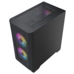 CIT Level 2 Black Micro-ATX Mesh PC Gaming Case with 3 x 120mm RGB Rainbow Fans Included - Image 5