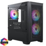 CIT Level 2 Black Micro-ATX Mesh PC Gaming Case with 3 x 120mm RGB Rainbow Fans Included