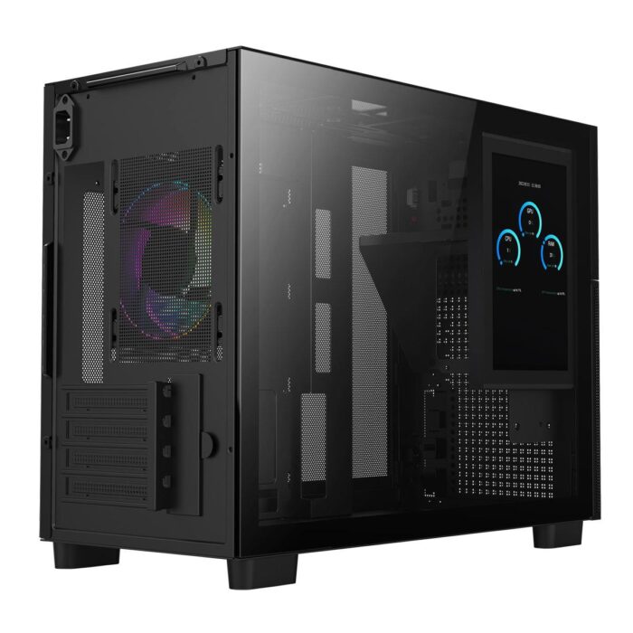 Cit Pro Jupiter Black Micro-ATX PC Gaming Case with 8 Inch LCD Screen 1 x 120mm Infinity Fan Included - Image 4
