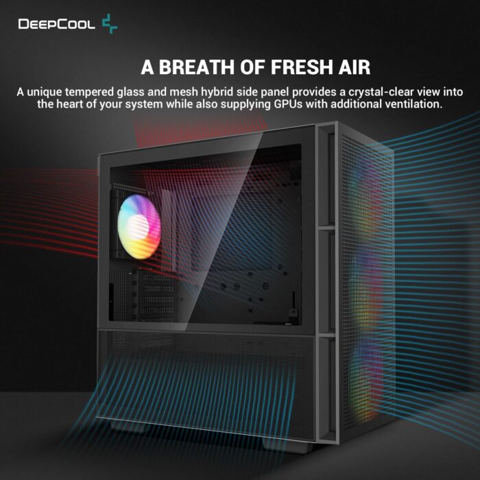 DeepCool CH560 0 DeepCool CH560, Black, Mid Tower Gaming Case, Tempered Glass, 4x ARGB Fans, E-ATX/ATX/MicroATX - Image 3