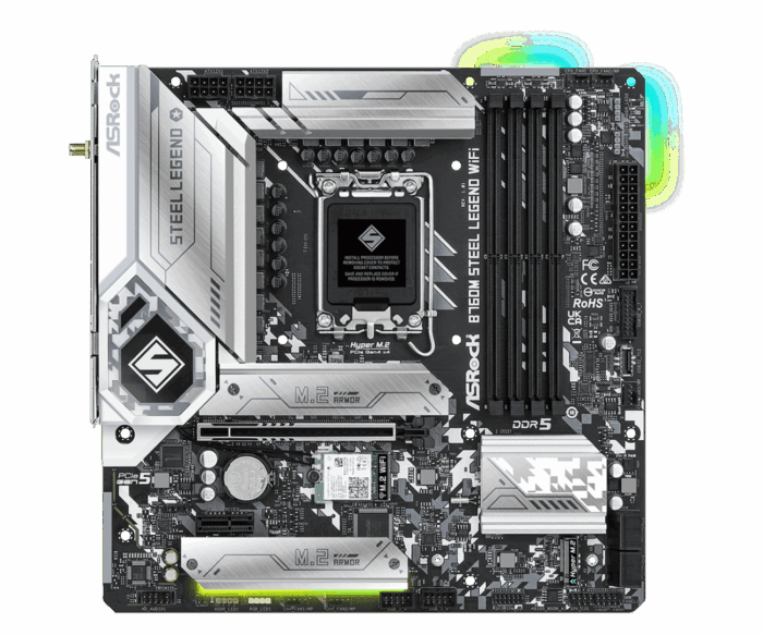 ASRock B760M STEEL LEGEND WiFi 0 ASRock B760M STEEL LEGEND WIFI Intel DDR5 Micro ATX Motherboard - LGA 1700 - Image 2