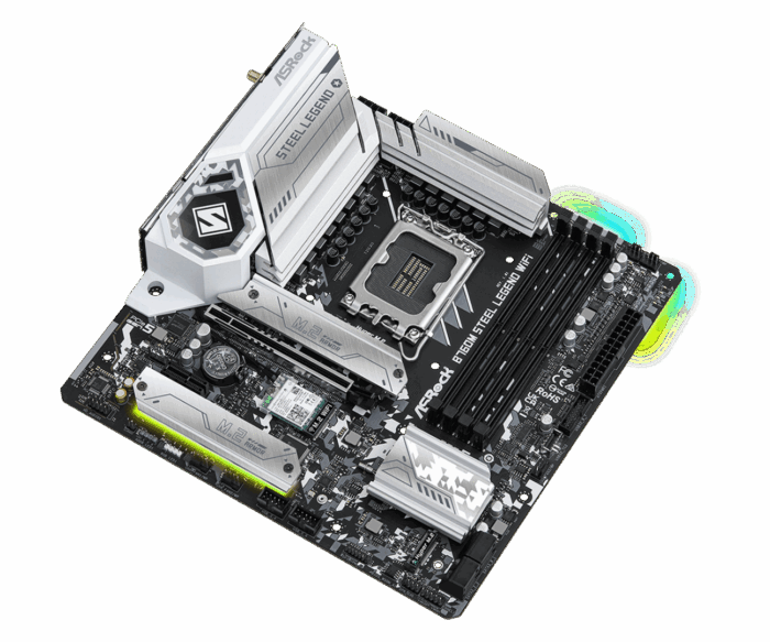 ASRock B760M STEEL LEGEND WiFi 1 ASRock B760M STEEL LEGEND WIFI Intel DDR5 Micro ATX Motherboard - LGA 1700 - Image 3