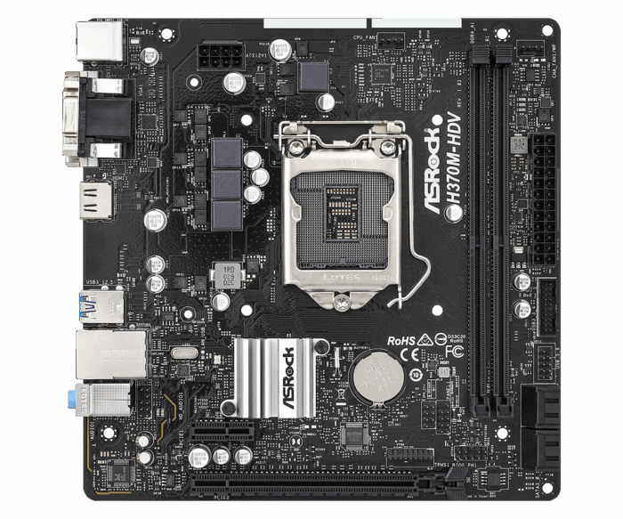 Asrock H370M-HDV, Intel H370, 1151, Micro ATX, 2 DDR4, VGA, DVI, HDMI - Image 2
