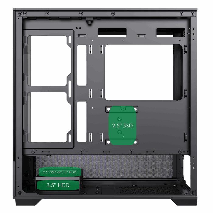 GameMax Vista MB Black MATX Gaming Case with Tempered Glass Front and Side Panels - Image 4