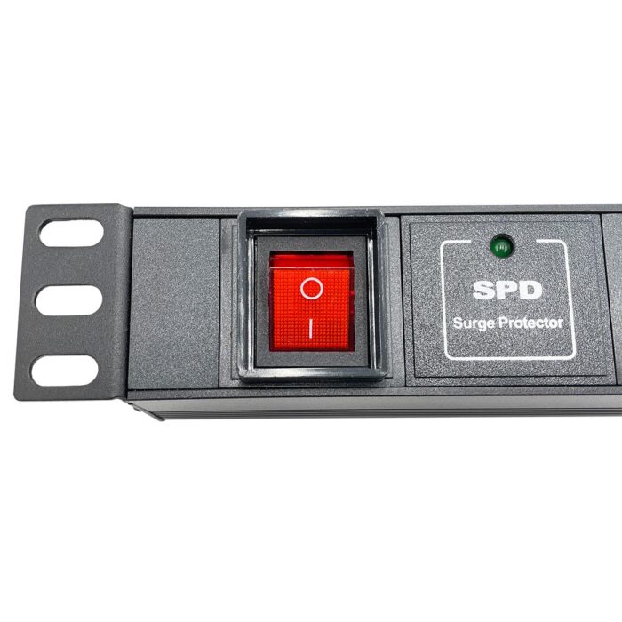 1U PDU Horizontal Type 6Way UK Sockets With Surge 1 LED - Image 2