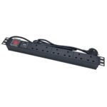 1U PDU Horizontal Type 6Way UK Sockets With Surge 1 LED