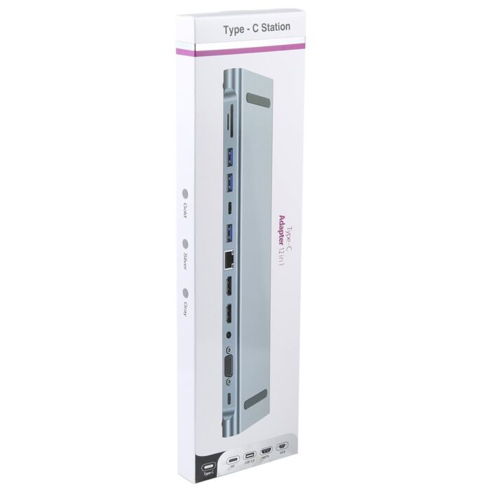 12 in 1 dock 1 12 in 1 USB-C / Type-C to USB Multifunctional Docking Station HUB Adapter - Image 3