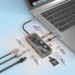 8 in 1 Type-C Docking Station Portable USB Hub Adapter USB-C to USB3.0 / USB2.0 / Type-C2.0 / 100M Ethernet - Image 3
