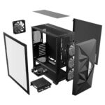 Antec DF800 FLUX Gaming Case w/ Glass Window, ATX, 5 x Fans (3 Front ARGB), Geometrical Mesh & Mirror Front - Image 4
