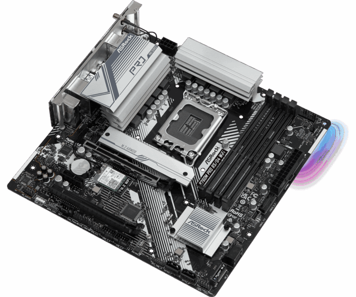 Asrock B760M PRO RS D4 1 Asrock B760M PRO RS/D4 WIFI, Intel B760, 1700, Micro ATX, 4 DDR4, HDMI, DP, Wi-Fi 6E, 2.5G LAN, PCIe4, 2x M.2, RGB - Image 4