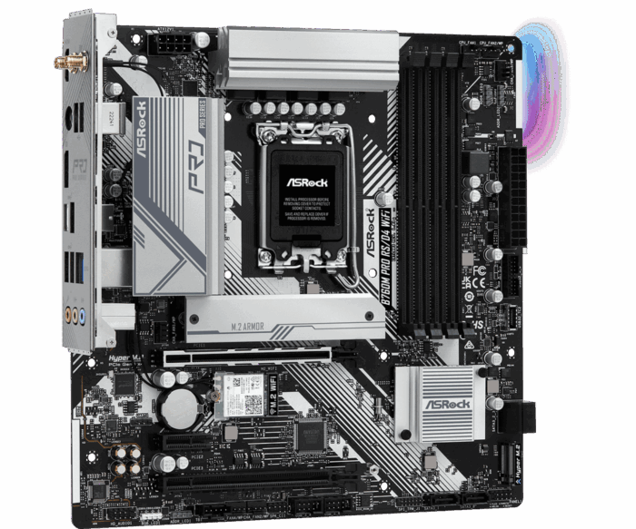 Asrock B760M PRO RS D4 2 Asrock B760M PRO RS/D4 WIFI, Intel B760, 1700, Micro ATX, 4 DDR4, HDMI, DP, Wi-Fi 6E, 2.5G LAN, PCIe4, 2x M.2, RGB - Image 3