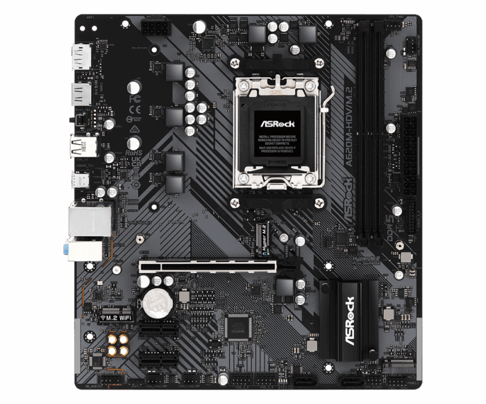 Asrock A620M-HDV/M.2, AMD A620, AM5, Micro ATX, 2 DDR5, HDMI, DP, GB LAN, PCIe4, 2x M.2 - Image 2