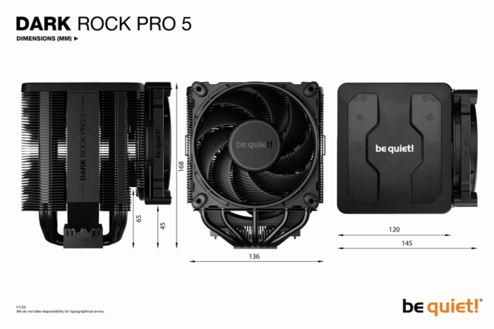 Be Quiet! BK036 Dark Rock Pro 5 Be Quiet! BK036 Dark Rock Pro 5 Heatsink & Fan, Intel/AMD, 2 Silent Wings Fans, Speed Switch, 270W TDP - Image 1