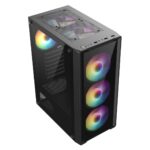 Cit Blade Black ATX Gaming Case with Tempered Glass Panels with 70 Percent Tint with 6 x Inner-Ring ARGB Fans and 6-Port Hub - Image 4