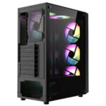 Cit Blade Black ATX Gaming Case with Tempered Glass Panels with 70 Percent Tint with 6 x Inner-Ring ARGB Fans and 6-Port Hub - Image 5