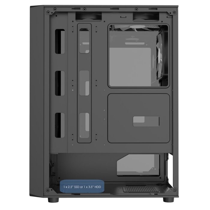 Cit Blade Black ATX Gaming Case with Tempered Glass Panels with 70 Percent Tint with 6 x Inner-Ring ARGB Fans and 6-Port Hub - Image 7
