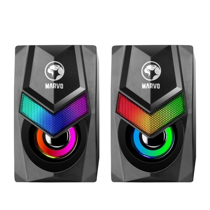 Marvo Scorpion SG-118 Gaming Speakers, Stereo Sound, USB Powered, 7 Colour RGB Lighting, 6w, 3.5mm Input, Black - Image 2