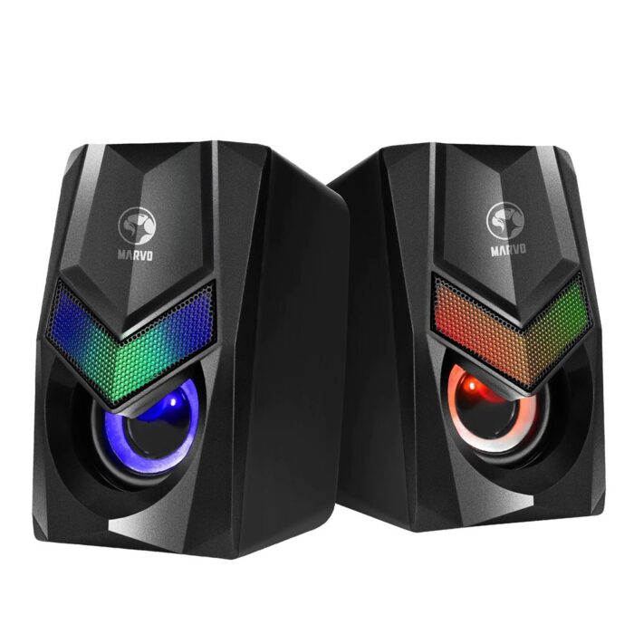 Marvo Scorpion SG-118 Gaming Speakers, Stereo Sound, USB Powered, 7 Colour RGB Lighting, 6w, 3.5mm Input, Black - Image 1