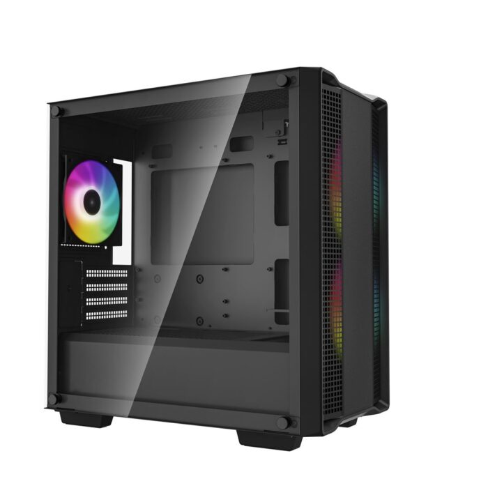 DeepCool CC360 ARGB, Black, Mini Tower Chassis w/ Tempered Glass Window, 3x 120mm ARGB Fans, USB 3.0, mATX/mITX - Image 2