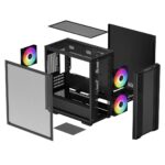 DeepCool CC360 ARGB, Black, Mini Tower Chassis w/ Tempered Glass Window, 3x 120mm ARGB Fans, USB 3.0, mATX/mITX - Image 6