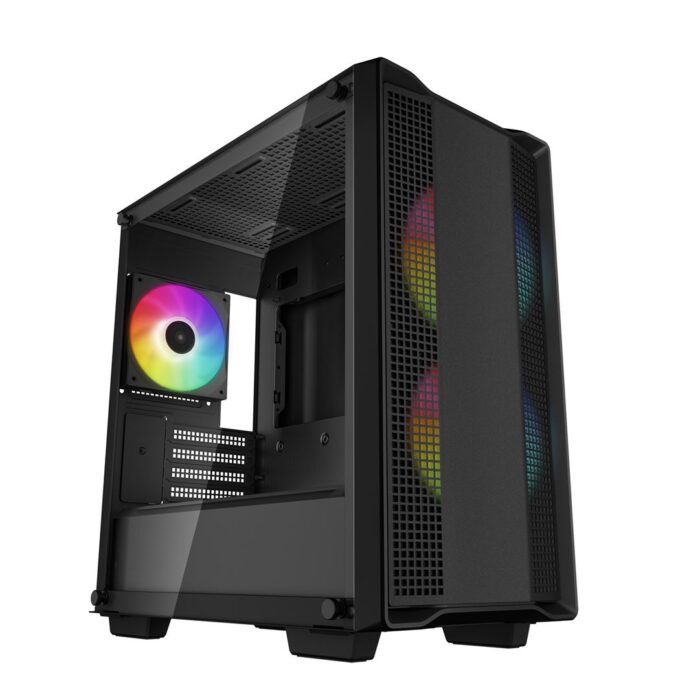 DeepCool CC360 ARGB, Black DeepCool CC360 ARGB, Black, Mini Tower Chassis w/ Tempered Glass Window, 3x 120mm ARGB Fans, USB 3.0, mATX/mITX - Image 1