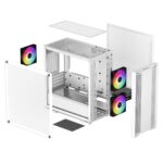 DeepCool CC360 ARGB WH, White, Mini Tower Chassis w/ Tempered Glass Window, 3x 120mm ARGB Fans, USB 3.0, mATX/mITX - Image 3