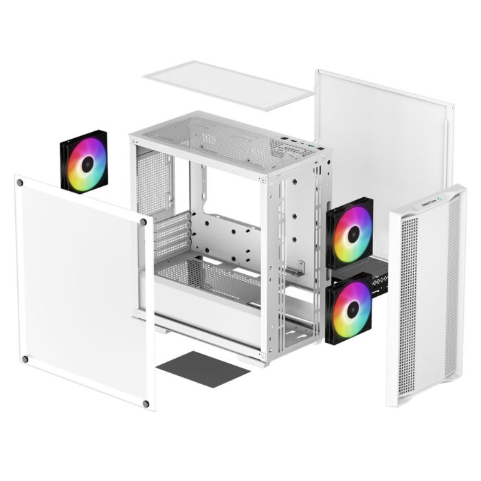 DeepCool CC360 ARGB WH, White, Mini Tower Chassis w/ Tempered Glass Window, 3x 120mm ARGB Fans, USB 3.0, mATX/mITX - Image 3