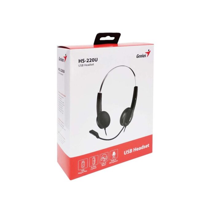Genius HS-220U Ultra Lightweight Headset with Mic, USB Connection, Plug and Play, Adjustable Headband and microphone - Image 3