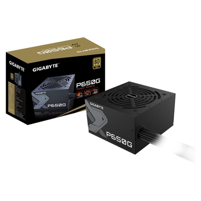 GIGABYTE P650G 650W GIGABYTE P650G 650W PSU, 120mm Silent Hydraulic Bearing Fan, 80 PLUS Gold, Non Modular, UK Plug, 100% Japanese Capacitors, - Image 1