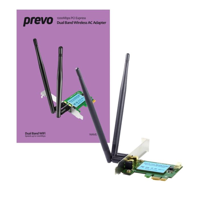 Prevo 1200mbps PCI-Express Prevo 1200mbps PCI-Express Dual Band Wireless AC Adapter with Detachable Antennas and Additional Low Profile Bracket - Image 1