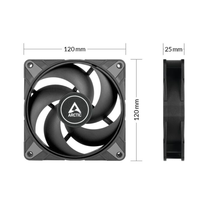Arctic P12 Max High-Performance 12cm PWM Case Fan, Dual Ball Bearing, 200-3300 RPM, 0dB Mode, Black - Image 2
