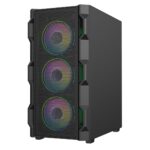 CIT Neo ATX Gaming Case Black 6 Port Hub PWM & 4x ARGB CiT Tornado Dual-Ring Infinity Fans - Image 2